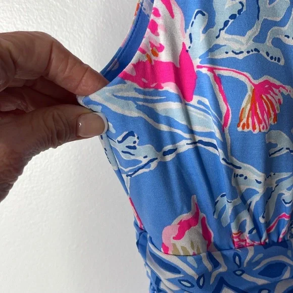Lilly Pulitzer Helina One Shoulder Midi Blue Dress in Bahamian Rhapsody Swim, M. - Picture 5 of 14